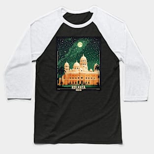 Kolkata India Starry Night Vintage Tourism Travel Baseball T-Shirt